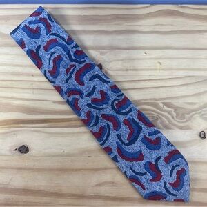 *2/$20* John Henry Vintage Blue and Red Abstract Silk Crepe Tie
